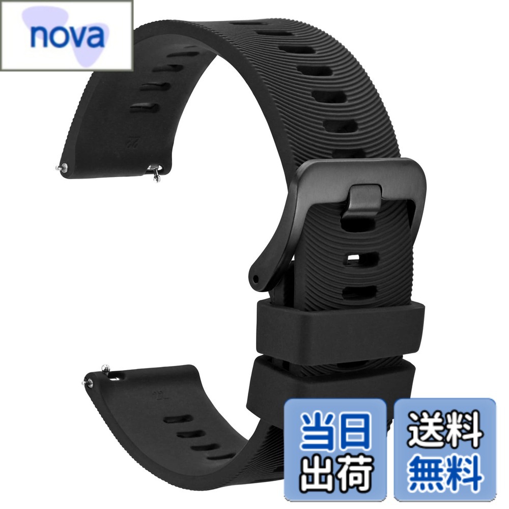 乐天商城 - 【送料無料】[WOCCI]時計ベルト ラバー 18mm 20mm 22mm 24mm 26mm シリコン腕時計バンド Quick Release スタイリッシュ ゴム替えベルト 色：ブラック/ブラックバックル、サイズ：18mm