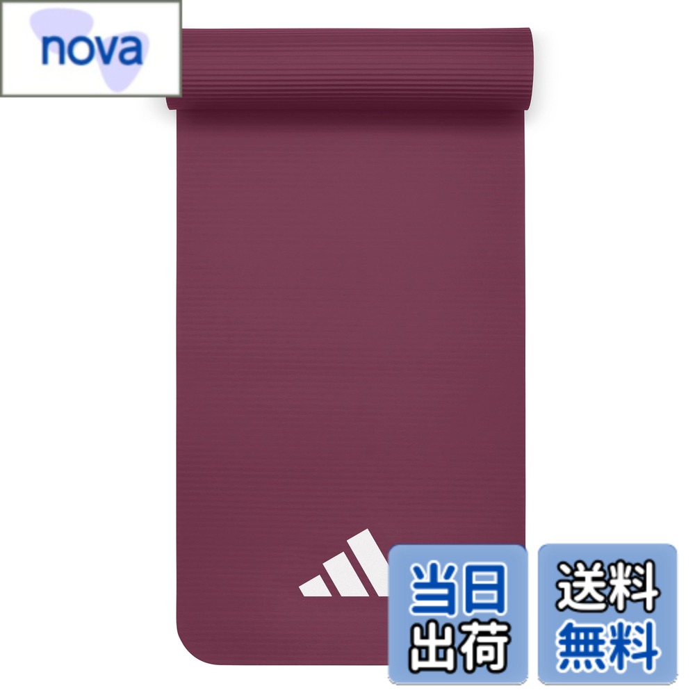 乐天商城 - 【送料無料】adidas(アディダス) フィットネスマット/エクササイズマット/ヨガマット ソフトな肌触り合成ゴム素材 色：マルーン、サイズ：厚さ 10mm