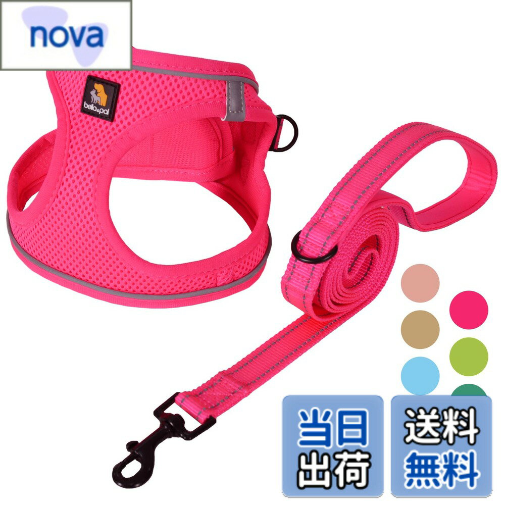 乐天商城 - 【送料無料】BELLA & PAL 犬用 ハーネス リード セット 小型犬 超小型犬 猫用ハーネス 胴輪 引っ張り防止 サイズ調整可能 夜間反射 脱着簡単 耐久性 通気性 ソフト メッシュ 色：ローズピンク、サイズ：Medium