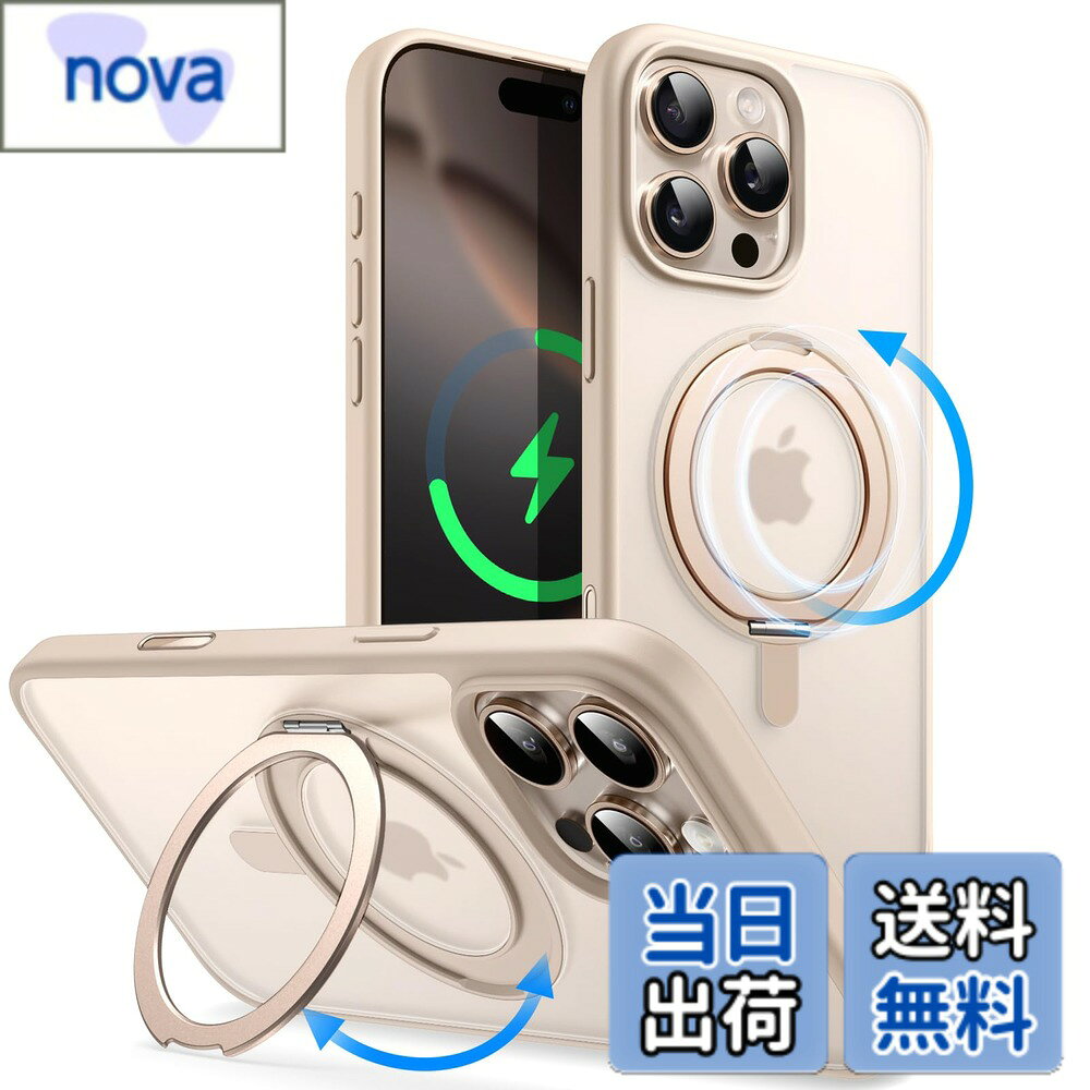 【送料無料】JETech iPhone 16 Pro 6.3インチ用360度回転リングケース カメラコン...