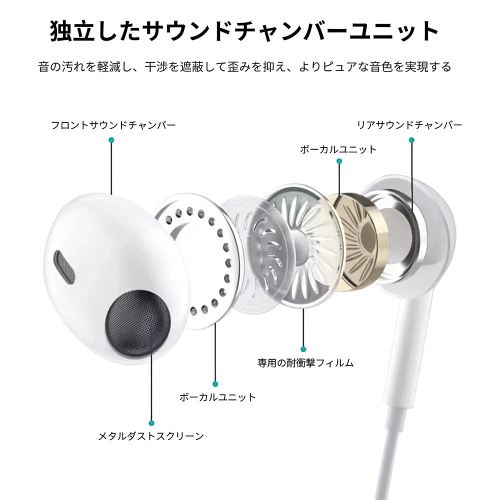 【送料無料】タイプc イヤホン Type-C 【2023新版】イヤホン 有線 HIFI音質 音量調節 重低音 ノイズキャンセリング マイク付き 通話可能 ハイレゾ クリア通話 ステレオイヤフォン ヘッドホン Type Cインターフェース使用 iPhone 15/iPad/AQUOS/Xperia/Galaxy サイズ：i4 nova2021-10213385 nova サンプル画像2