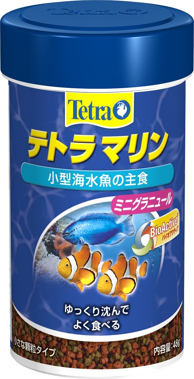 商品情報商品の説明商品紹介 ●小型海水魚の主食●ベラ、ハゼ、スズメダイ、クマノミなどの小型の海水魚用に開発された小さな顆粒タイプの沈下性フードです。揺るやかに沈むので、特に中層・低層でフードを食べる海水魚に最適です。 原材料・成分 粗たんぱく質：44．0％以上, 粗脂肪：11．0％以上,粗繊維2．0％以下 使用方法 本品は観賞魚用品です。目的以外の用途では使用しないでください。主な仕様 本体サイズ (幅X奥行X高さ) :8.3x4.7x4.7 cmbr本体重量:48gbr原産国:ドイツ