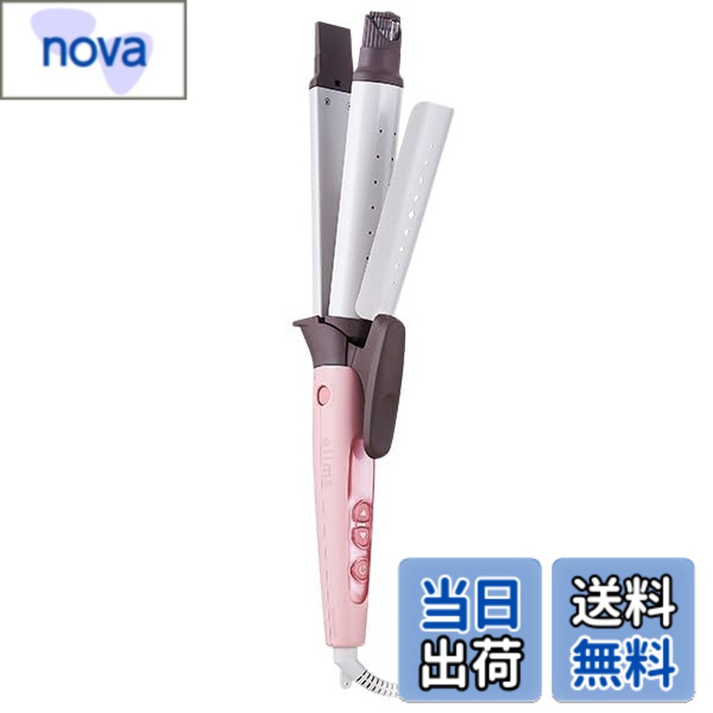 商品情報商品の説明【 仕様 】 ■本体寸法：高さ / 73mm 幅 / 330mm 奥行き / 35mm ■本体質量：415g ■消費電力：0-1200W ■電源：AC100-240V ■スイッチ：電源スイッチ:「ON-OFF」・温度調節スイッチ:「▲-▼」・カール/ストレート切替ボタン ■アイロン径：32mm ■搭載イオン：マイナスイオン ■デジタル温度表示：○ ■温度調節幅：90-200度(23段階、5度刻み) ■ラク抜きプラグ：○ ■海外使用：○ ■スチーム：○ ■温度ロック機能：○ ■温度メモリー機能：○ ■自動電源OFF機能：○ ■付属品：コードバンド ■カラー：メルティピンク 【 説明 】 ■ボタンひとつでワンタッチ切替!カールもストレートも気分に合わせて楽しめます。 ■しっかりクセづくスチーム機能で、なりたいスタイルもっと簡単。スチームオンオフでゆるめカールもくっきりカールも思い通りにつくれます。 ■髪の広がりの一因である静電気をマイナスイオンで低減します。 ■両面ダブルヒーターで高速ヒート約25秒を実現しました。※イメージ図 ■〈温度ロック機能〉自動的に温度がロックされ使用中の温度変更を防ぎます。〈温度メモリー機能〉前回使用した温度に自動で立ち上がるので、毎回設定しなくても同じ温度でお使いいただけます。 ■温度表示部には、数字がポッと浮き出て見えるLEDを採用。温度に到達すると音でお知らせします。 ■ネイルをしていても押しやすいぷっくり大きなボタンを採用しました。 ■転がり防止のスタンド付きで使用中の一時置きが可能です。 ■90度-200度・23段階の細かな温度調節で、自分の髪にぴったりの温度を見つけられます。 ■アイロンを回しやすい凹凸を採用しました。 ■スタイリングを崩さずに髪を抜けるフラットデザインです。 ■粒子が細かい「ナノセラミック」を配合しました。 ■押しやすさを追求した形状・角度・バネ圧と、くるっと回しやすいクリップノブの高さにこだわりました。 ■AC100-240Vの地域で使用できます。A2プラグ地域以外でご使用の際は、変換プラグをご用意ください。 ■最終操作後約30分で自動的に電源が切れるので安心です。 ■電源コードが本体取り付け部で360度回転。ねじれにくく使いやすいです。 ■散らかりやすいコードも束ねてキレイに収納できます。 ■レバーを押すだけでコンセントから簡単に抜くことができます。 【商品に関するお問い合わせ】 テスコム サポートセンター ご購入後TEL. 0120-343-122 ご購入前TEL.0120-106-018 受付時間 9:00-17:00 （土・日・祝日、及び会社指定の休日を除く） ※携帯電話・PHSからもご利用いただけます。 ※一部つながらない場合がございます。主な仕様 詳しくは「商品の仕様」「商品の説明」をご確認ください。ボタンひとつでワンタッチ切替!カールもストレートも気分に合わせて楽しめます。しっかりクセづくスチーム機能で、なりたいスタイルもっと簡単。スチームオンオフでゆるめカールもくっきりカールも思い通りにつくれます。髪の広がりの一因である静電気をマイナスイオンで低減します。両面ダブルヒーターで高速ヒート約25秒を実現しました。※イメージ図