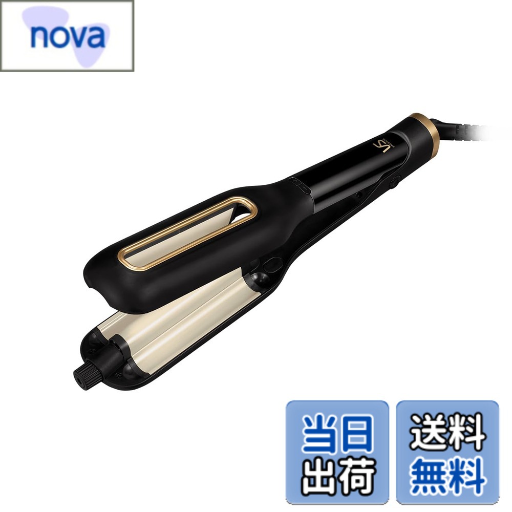 商品情報 商品の説明 ●プレートに髪を挟むだけで簡単にウェーブヘアが作れる ●髪に熱を優しく素早く伝えるセラミックコーディング ●5段階の温度調節機能で、約200度までの高温設定が可能 ●プレート横のダイヤルを回して3段階のウェーブ調節可能 ●海外使用OK(100-240V) ●素早く立ち上がるスピード加熱 ●コンパクトに収納できるプレートロック機構 【仕様】 ・温度調節機能:5段階(約120/140/160/180/200度)　・プレート温度:最高約200度　・パイプ径:3段階　・パイプ/プレート:セラミックコーティング　・電源:AC100-240V 50/60Hz共用　・自動電源OFF機能:約60分　・コードの長さ:約1.7m 主な仕様 サイズ:幅33.8x奥行5.7x高さ4.8cm本体重量:560gプレートに髪を挟むだけで簡単にウェーブヘアが作れる温度調節:5段階(約120/140/160/180/200度)ウェーブ調節:3段階 # 【送料無料】ヴィダル サスーン カール ヘアアイロン 海外対応 温度調節機能 ブラック 毎朝のスタイリング、上手くいかないことありませんか？特に湿気や髪質によって、思い通りのカールやウェーブができないと、鏡を見てため息が出てしまいますよね。そんなとき、髪に優しく、簡単にウェーブヘアが作れるアイロンがあれば、毎日のスタイリングも楽になります。ヴィダル サスーン カール ヘアアイロンは、忙しい朝でも手軽に美しいカールを実現できる魅力的な商品です。 このアイロンは、温度調節機能が5段階あり、お好みに合わせたスタイリングが可能です。最高約200度までの高温設定ができるため、しっかりとしたカールも実現できます。また、セラミックコーティングにより、髪に優しく熱を伝え、ダメージを最小限に抑えます。さらに、海外でも使用できるため、旅行や出張の際にも持って行ける便利さが特長です。このヴィダル サスーン カール ヘアアイロンで、艶やかなヘアスタイルを手に入れてみませんか？ ## 使いやすさにこだわったデザイン ヴィダル サスーン カール ヘアアイロンは、手に取りやすい軽量設計で、持ち運びも楽です。560gの本体重量は、長時間使用しても疲れにくく、スタイリング時の負担を軽減します。また、コンパクトに収納できるプレートロック機能も備わっているため、使わないときはスッキリと保管できます。 さらに、温度調節機能は約120度から200度までの5段階で設定が可能です。髪質やスタイルに合わせた温度を選べるのは嬉しいポイント。120度は細い髪やダメージが気になる方に、200度はしっかりとしたカールを求める方に最適です。これにより、どなたでも自分の髪にぴったりの温度で使えるのが特長です。 また、スピード加熱機能も搭載されており、すぐに使用が可能です。忙しい朝でもすぐに立ち上がるため、イライラせずに安心してスタイリングに集中できます。これらの嬉しい機能が、使いやすさを一層引き立てています。旅行や出張時にも役立つ、その使いやすさをぜひ実感してみてください。 ## 髪に優しいセラミックコーティング 髪のダメージを気にされる方にとって、アイロンは慎重に選びたいアイテムです。ヴィダル サスーン カール ヘアアイロンは、髪に優しいセラミックコーティングを施しています。これにより、熱が均一に伝わり、髪の毛に必要以上の負担をかけず、しっかりとしたカールをつくることが可能です。 セラミックコーティングは、髪の水分を保持し、乾燥を防ぎます。その結果、カールが長持ちし、艶やかなスタイルをキープできます。また、静電気の発生を抑えるため、髪がまとまりやすく、取り扱いが非常に楽です。 髪質によっては、熱ダメージが気になる方も多いですが、このアイロンを使用することで、無理なく美しい仕上がりを実感できます。この便利さが、スタイリングのハードルを下げてくれるでしょう。清潔感のあるウェーブは、肌見せの季節にもぴったりですので、ぜひ試していただきたいポイントです。 ## 安全性を重視した設計 ヴィダル サスーン カール ヘアアイロンは、安全性にもこだわって設計されています。自動電源OFF機能が搭載されており、約60分後に自動的に電源が切れるため、急に外出することになっても安心です。これによりうっかりとした火災の心配も減り、忙しい朝のストレスを軽減します。 また、コードの長さは約1.7mあり、使いやすい位置でのスタイリングが可能です。コンセントから遠い場所でも、十分な自由度を持って使用できるのは大変便利です。 さらに、海外でも使用できるのは大きな魅力です。電圧100-240Vに対応しているため、外国への旅行や出張での持ち運びにも最適です。異なるプラグ形状のアダプターを用意することで、理想のスタイルを世界中どこでも実現できます。このような安全性と便利さを兼ね備えたアイロンなら、毎日のスタイリングもさらに楽しくなることでしょう。 ## まとめ - ヴィダル サスーン カール ヘアアイロンは使いやすく、軽量設計。 - 5段階の温度調節で、髪質に合わせたスタイリングが可能。 - セラミックコーティングにより、髪のダメージを軽減。 - 安全な自動電源OFF機能で、安心して使用できる。 - 海外対応で、旅行や出張時にも重宝するアイテム。 このアイロンで、簡単に美しいカールを手に入れましょう。毎日のスタイリングが楽になり、髪にも優しいヴィダル サスーン カール ヘアアイロンをぜひお試しください。