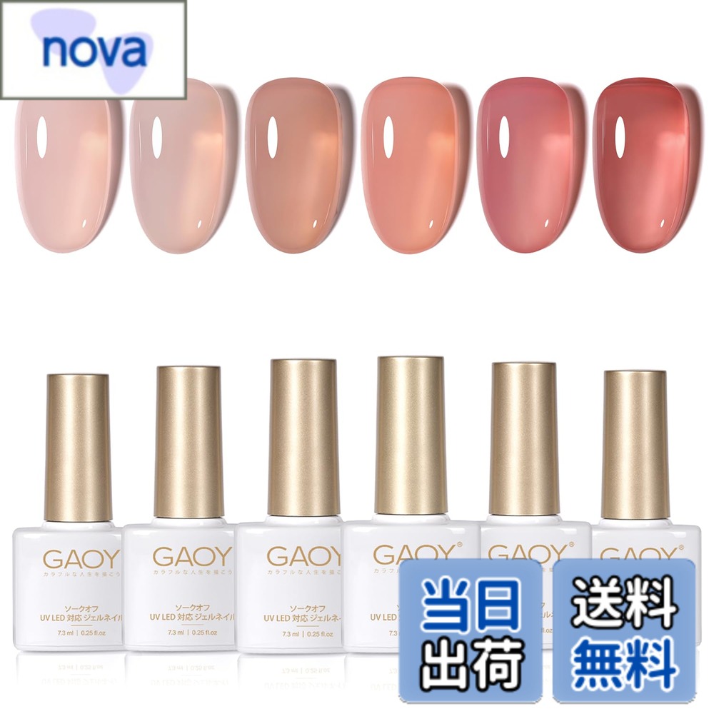【送料無料】GAOY ジェルネイル 6色セット カラージェル シアーカラー UV・LED対応 ソークオフジェル セルフネイル 色：アイスゼリー