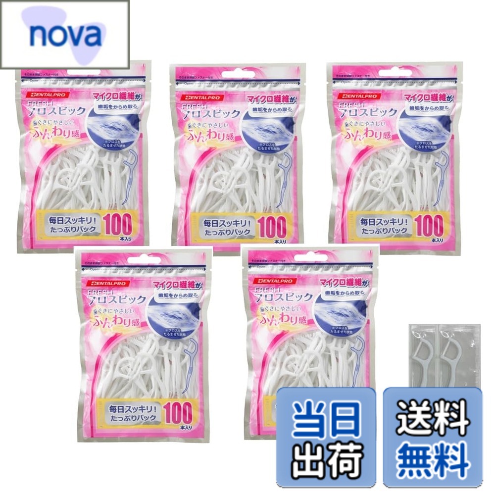 【送料無料】デンタルプロ フレッシュフロスピック 100本入りx5個セット(500本)+フロスピック ...