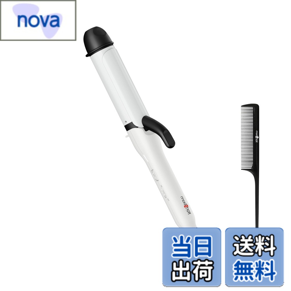 商品情報商品の説明主な仕様 【髪にやさしいシリコーンコーティングでさらさら巻ける38mmのヘアアイロン】 モッズヘアの「スタイリッシュカーリングアイロン」は、髪にやさしいシリコーンコーティングで髪を傷めずに美しいカールを作り出し、ツヤのある髪に仕上げます。 ゆるやかで自然なカールや波ウェーブを作れる38mmのヘアアイロン。 大きなカールがつくれるので韓国スタイルにもぴったりです。【素早い立ち上がり】 約45秒で使用できるクイックヒートアップで忙しい朝でも大活躍。さらに自動電源OFF機能（約30分後）付きで、万が一電源を切り忘れても安心。【大人っぽい印象の髪形なら38mmのヘアアイロンが最適】 ふんわりとした、こなれ感のあるスタイルに仕上がる38mmのヘアアイロン。細いコテで作るカールよりも、自然で大人っぽい雰囲気を演出できます。 38mmのコテは、特に鎖骨くらいのミディアムヘアからロングヘアで、ふんわりとした軽やかな仕上がりを求める方におすすめです。 髪の量が多い方や髪が太めの方でも、38mmのコテなら緩く巻けて自然な形でまとまります。【ダメージレスも強力セットも！サロン仕様の38mmのヘアアイロン】 120度-200度の無段階温度調節が可能です。 ダメージを抑えたいときは低温で、しっかりカールセットしたい時にはパワフルな高温で、と髪質やシーンによって使い分けができるカールアイロンです。【必要な機能だけをそのままに、シンプルなカールアイロン】 持ちやすく、カールしやすい形状で するする巻けて、きれいなゆるふわウェーブがつくれます。【旅行や出張にも！海外でも使えるカールアイロン】100-240VAC対応で海外旅行や出張先でも理想のカールアレンジが楽しめます。