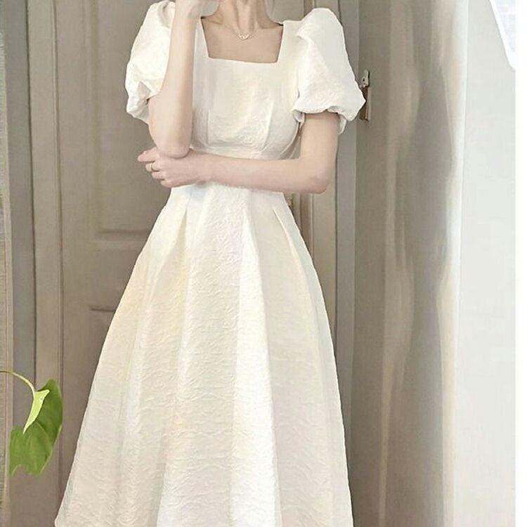 ワンピース夏ワンピ半袖フレンチ風ス...