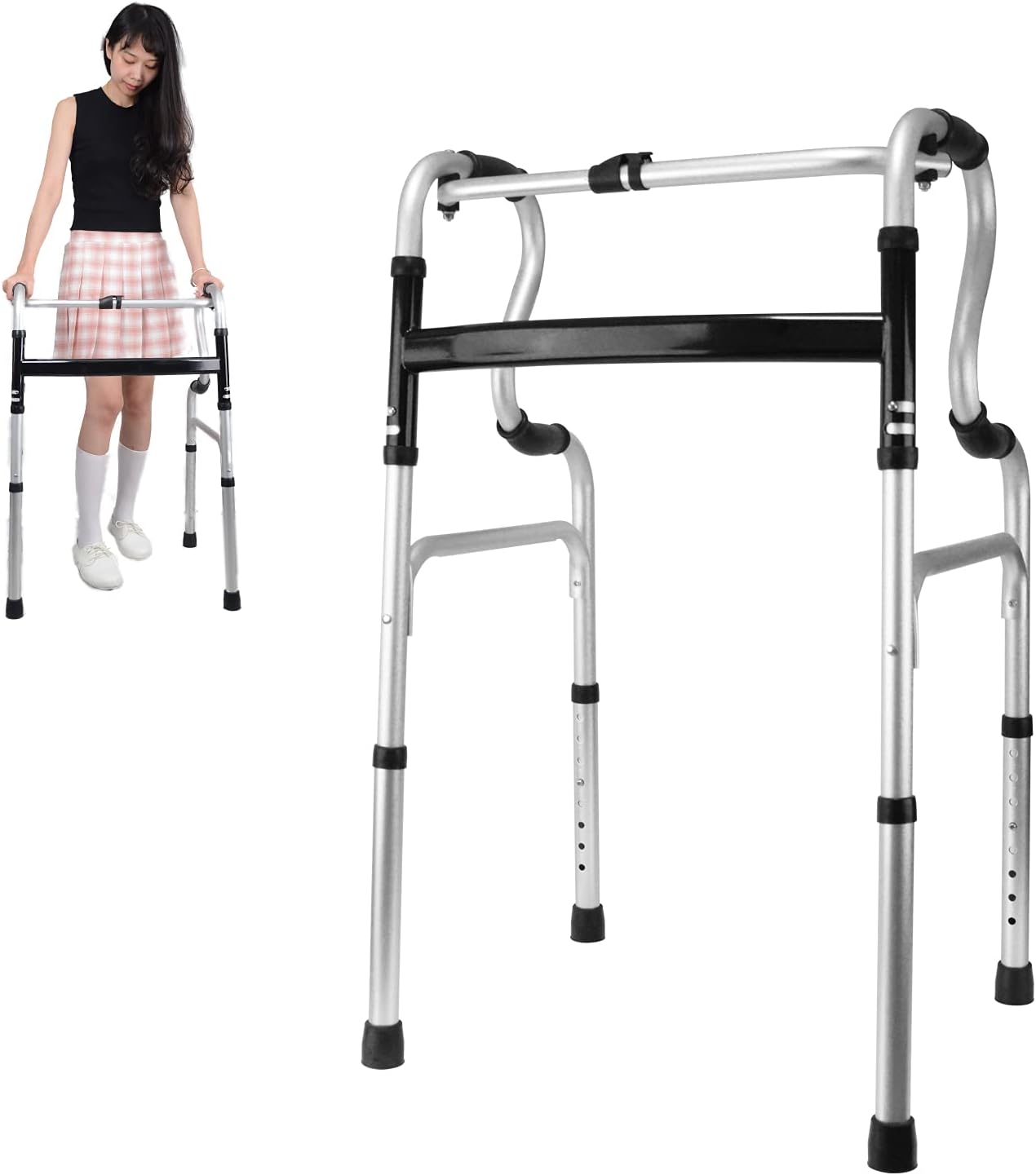 折りたたみ式歩行器 軽量アルミ歩行補助 高さ8段調節可能な大人用歩行器介護 直立型歩行補助器 高齢者歩行器 交互・固定2way式ほこうき大人用 室内