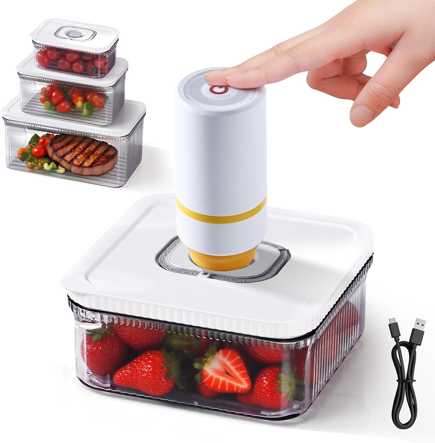 真空保存容器 家庭用 フードストッカー 防カビ 乾湿対応 コーヒー豆 ペットフード パック コードレス ポンプ 保存用 食品 フードシーラー 真空容器 電動 フードストッカー 野菜 米 調味料 ペットフード 液体 ギフト バクエン 保存容器