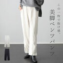 フロントベンツストライプパンツ 【メール便不可】パンツ ボトム ストレート ストライプ ベンツ ウエストゴム 秋 冬 大人カジュアル 30代 40代 レディース