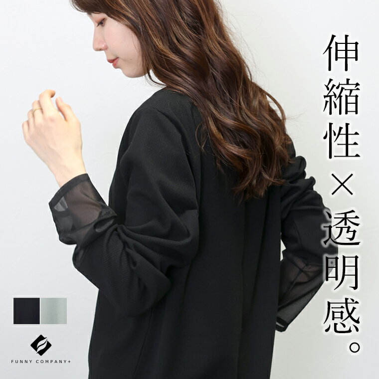 袖シアーボートネックリブプルオーバー 【メール便可/ma2】 【12月1日9:59までメール便のみ送料無料】 カットソー 長袖 シアー リブ 袖シアー インナー...