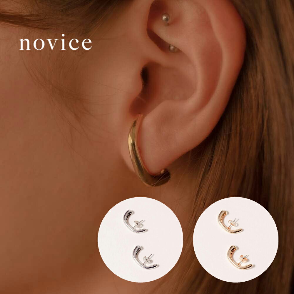 楽天noviceEar Cuff Style Design Hoop Pierce / ピアス フープピアス ゴールド シルバー イヤーカフ シンプル レディース メンズ 大人 女性 トレンド ニュアンス プレゼント ギフト novice ノーヴィス