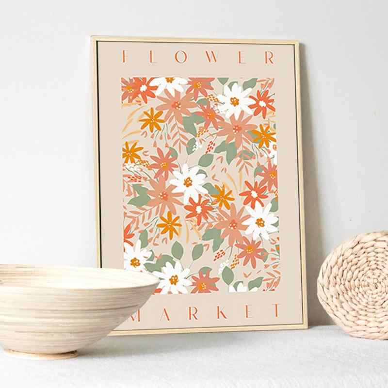 サラデママ フラワー ポスター A4 サイズ 花柄 アート オレンジ 北欧風 インテリア フレーム別売