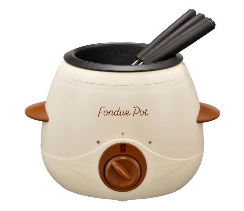 オーム電機 フォンデュ鍋 ひとり 電気 フッ素加工 フォーク4本付き おしゃれ フォンデュポット COK-CZ120A-W 08-1413 OHM