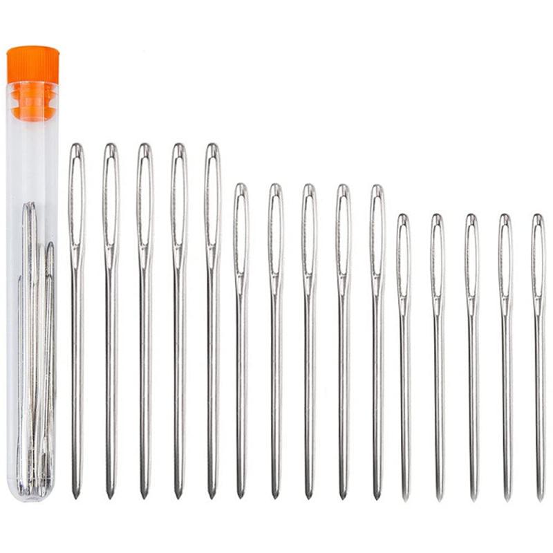 YFFSFDC 手縫い針 丸針 15本セット 手縫針 レザークラフト用針 縫い針 革用針 刺しゅう針 毛糸編み フ..