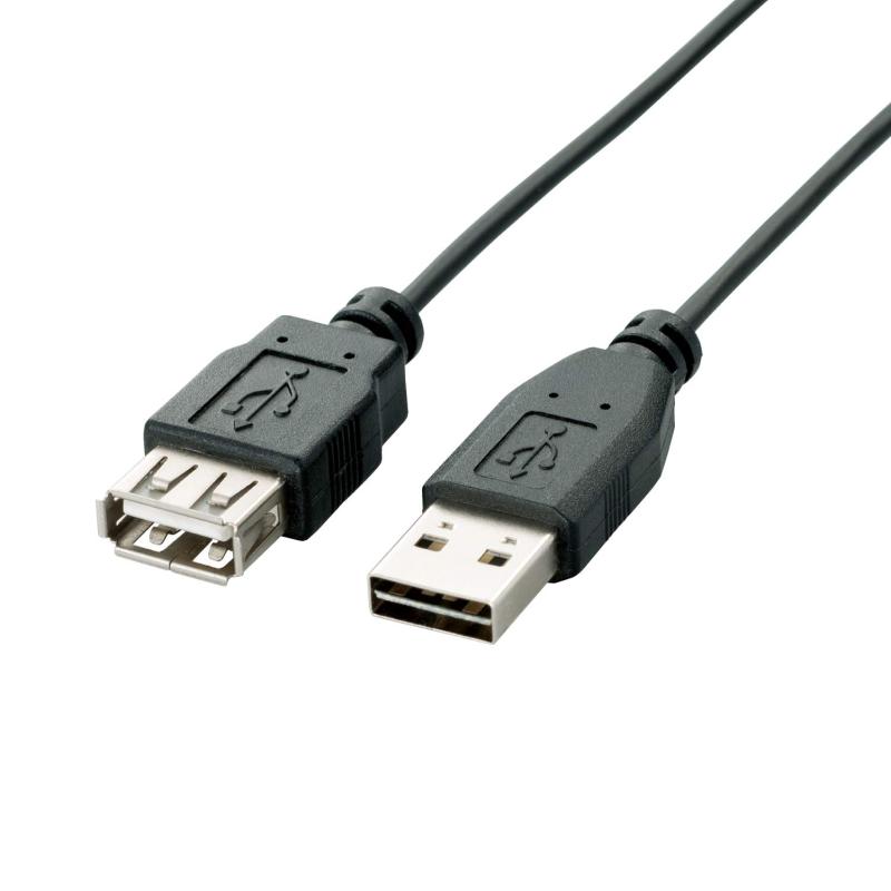 ELECOM USB2.0ケーブル リバーシブルコネクタ A-A延長タイプ ノーマル ブラック U2C-DEBK