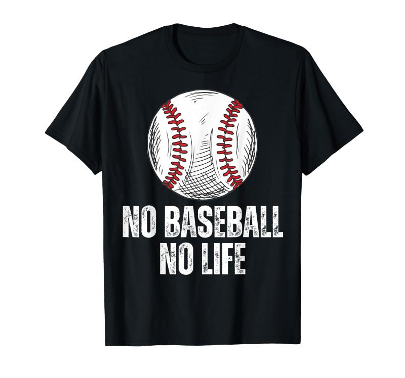 野球 面白いtシャツ おもしろ 文字入り 服 No Baseball No Life ベースボール 文字 ネタ メンズ Tシャツ