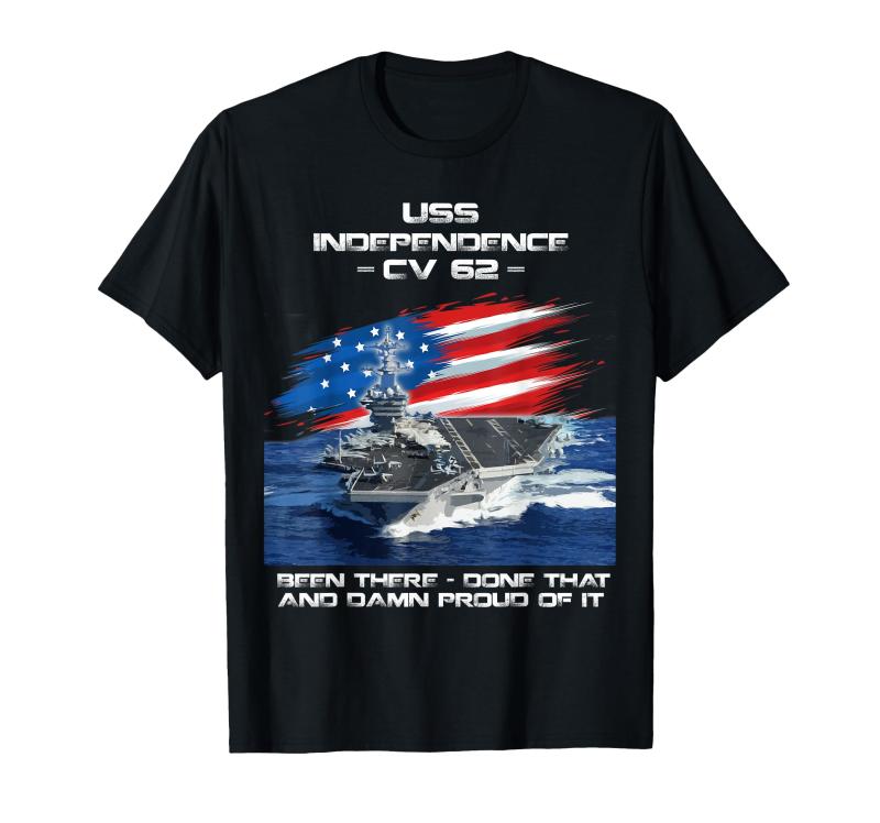 USS インデペンデンス CV 62 空母 退役軍人 アメリカ国旗 Tシャツ