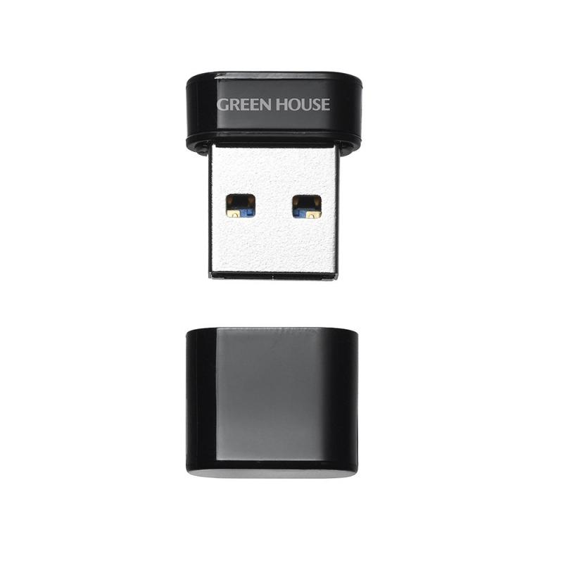 グリーンハウス USBメモリ 8GB USB3.1 Gen1 (USB3.0/2.0) 対応 転送速度 最大5Gbps(USB3.1理論値) 超小型 ブラック GH-UF3MA