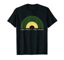 デトロイトテクノレトロルックレコード デトロイトテクノテキスト付き Tシャツ