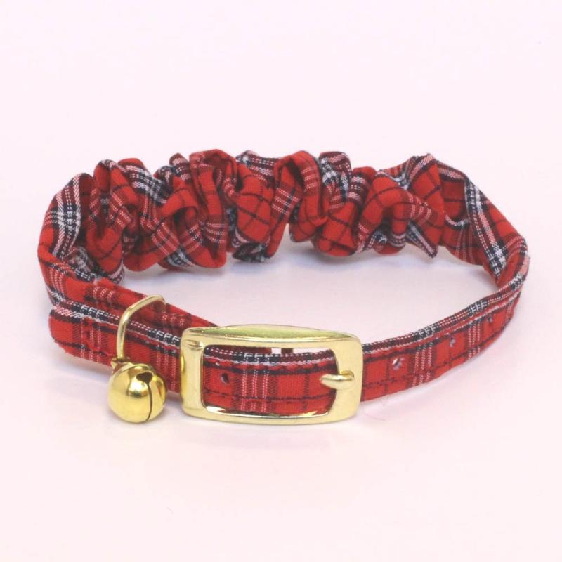 リードッグ シュシュBチェックピンカラー キャット レッド