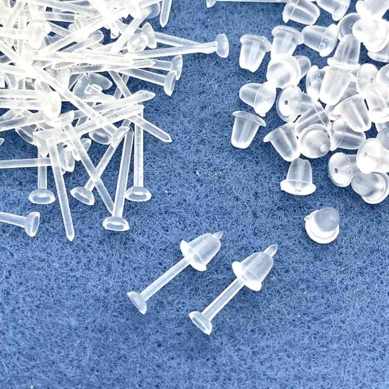 100個 シークレットピアス 目立たない 透明 樹脂 学校や仕事 バイトなど 目立たずにピアスホール維持出..