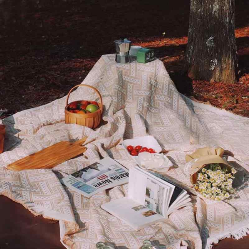 Haojiaho レジャーシート ピクニックシート 180*180CM 3-5人用 北欧 INS写真 ピクニックマット レース..