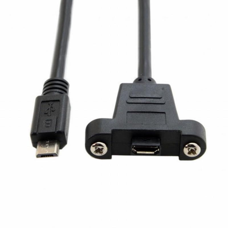 CY ケーブル マイクロ USB2.0 ミニ 5 ピン メス - タイプ C USB-C オス 電源ケーブル 480Mbps データ パネル マウント ホール付き