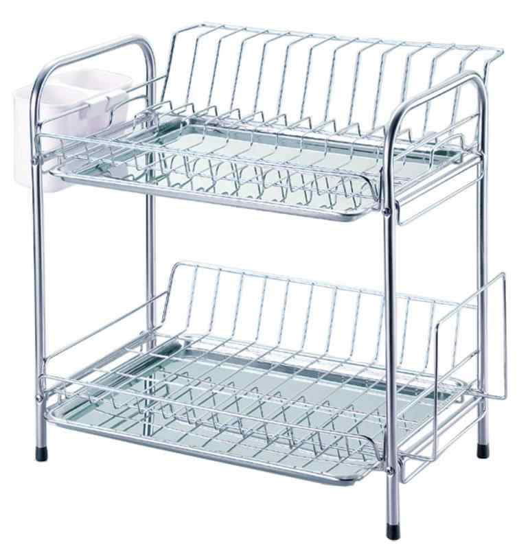 タマハシ(Tamahashi) 水切りラック用 シルバー パイプ式ニ段 「フルーラ」 水切りバスケット FU-02P(3)