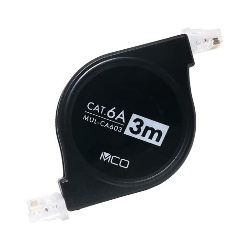 MIYOSHI MUL-CA603/BK カテゴリー6A コードリールLANケーブル 3m MIYOSHI MUL-CA603/BK カテゴリー6A コードリールLANケーブル 3m