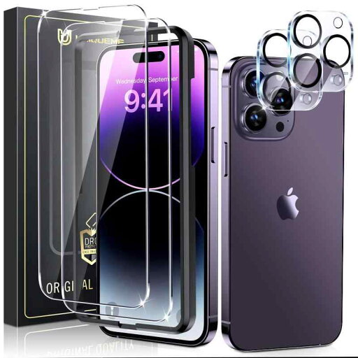 UniqueMe iPhone14 pro ガラスフィルム 極薄 日本旭硝子製 キズ防止 耐衝撃 防塵 高透過率 ガラスフィルム*2枚+カメラフィルム*2枚 ガイド枠付き… (iPhone14 Pro) UniqueMe iPhone14 pro ガラスフィルム 極薄 日本旭硝子製 キズ防止 耐衝撃 防塵 高透過率 ガラスフィルム*2枚+カメラフィルム*2枚 ガイド枠付き… (iPhone14 Pro)