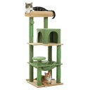 PETEPELA(ぺテぺラ) キャットタワー スリム コンパクト 猫タワー 据え置き 置き型 省スペース ハンモック 爪研ぎ 見晴台 人気 ボンボン 天然麻紐 シンプル 運動不足解消 多頭飼い(4)