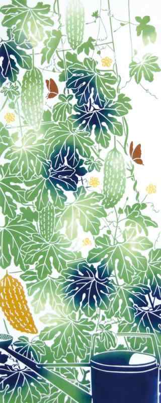 宮本 kenema 日本製 手ぬぐい 注染 夏の風物詩 ゴーヤカーテン インテリア ディスプレイ タペストリー ..