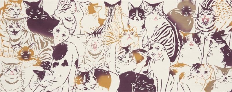 ミヤモトタオル(Miyamoto-towel) kenema 手ぬぐい 注染 生き物 猫づくし 36×90cm 51692