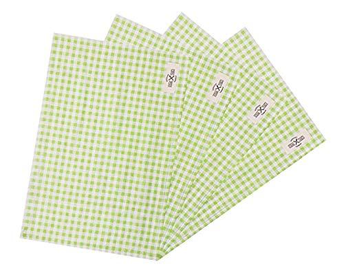 wellhouse ランチョンマット 綿 麻 大きい 60x40cm チェック柄 布 食卓マット 4枚セット