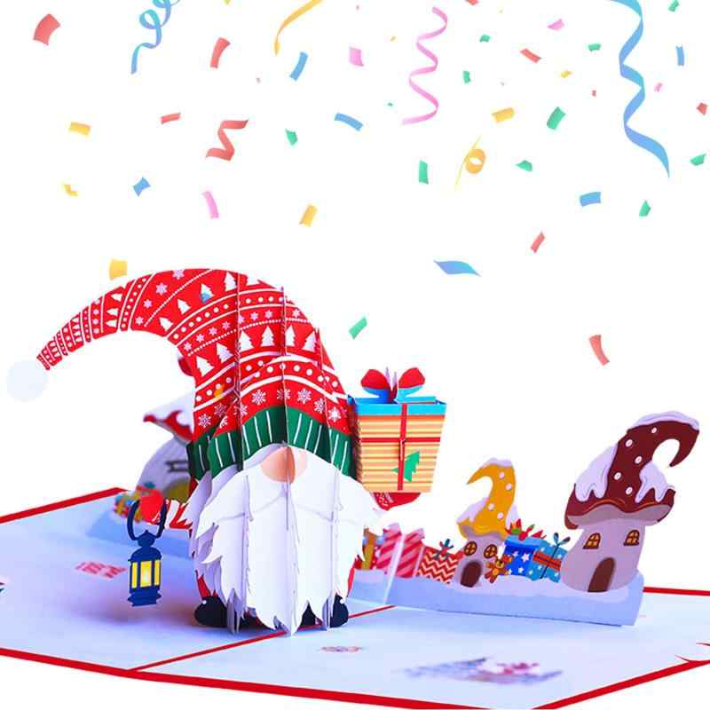 クリスマスカード 3D 立体 立つ Yoayao クリスマス メッセージカード 立つことできる 展開できる ポップアップカード おしゃれ お祝いカード 封筒付き ステッカー付き（立体クリスマスカード