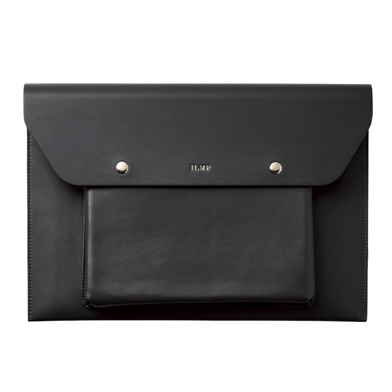 エレコム パソコンケース PCケース ~14インチ対応 ILMF “I love myself” 薄型 レザー調 収納ポケット付 ブラック BM-IBEM01BK-IL