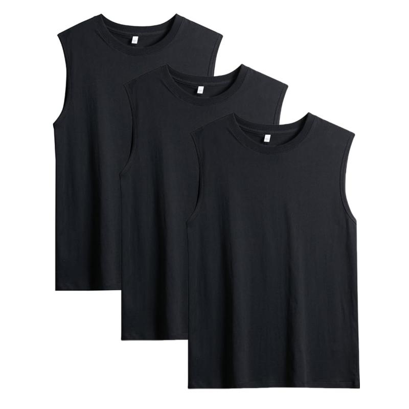 [AYISTELU] タンクトップ メンズ インナーシャツ ノースリーブ 3枚組 5枚組 サーフシャツ 無地 クルー..