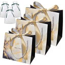 REDICE ギフトバッグ 手提げ袋 ラッピング袋 紙袋 リボン付き 巾着袋3枚付き 厚手 ギフト包装 プレゼント用 大理石柄 贈り物 引出物袋 クリスマス 結...