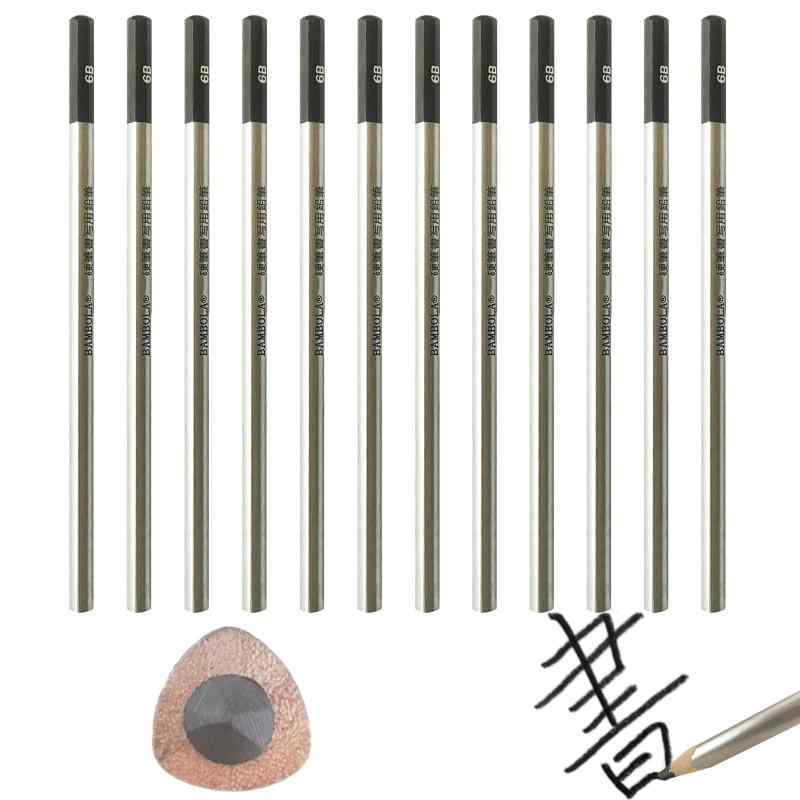 筆圧弱めの子供に 6 B 硬筆書写用かきかた鉛筆 濃く太芯 書き方鉛筆 6b 三角軸 書きやすい 丈夫で芯が..