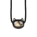 黒曜石ブレスレットネックレス お守りペンダント(2点セット) 自然な黒曜石 猫 ブレスレット パワーストーン メンズ レディース カップルブレスレット 長さ調節可能