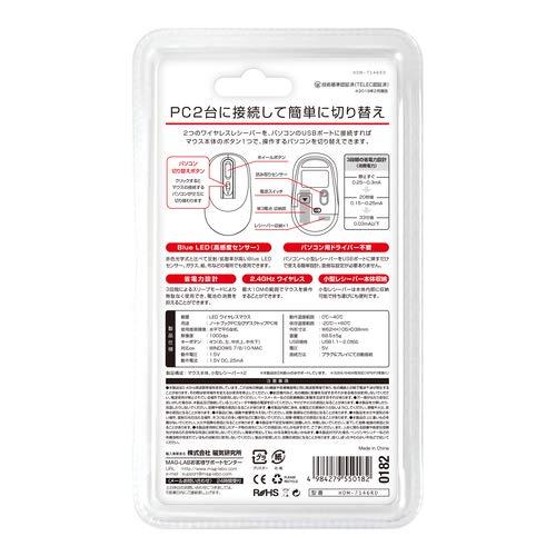 ワイヤレスマウス(レッド)HDM-7146RD PC2台に接続して簡単に切り替え 2レシーバー付