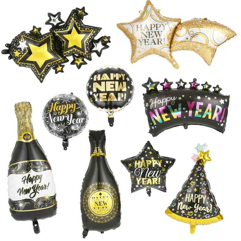Kesote 新年風船 HAPPY NEW YEAR ニューイヤー バルーンセット 9個セット スター シャンパン 飾り付け 新年飾り パーティー