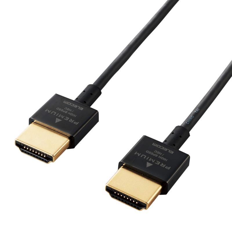エレコム HDMI ケーブル 1.5m プレミアム 4K 2K (60P) HDR スーパースリムコネクタケーブル仕様 ブラック DH-HDP14SS15BK