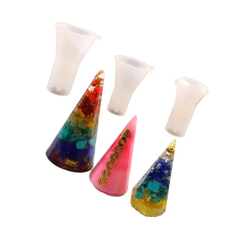 シリコン モールド 円錐 六 角錐 セット レジン クリスタル ペン デュラム ペンジュラム 占い アクセサリー パーツ リング スタンド 指輪 樹脂 3個