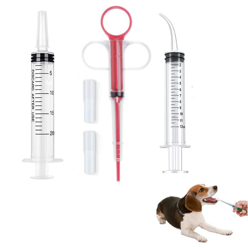 LIMUNJIZ ペット 投薬器 シリンジ 12ml/20ml 目盛り付き 給水 流動食計量用 犬猫用 曲げノズル注入器 ..