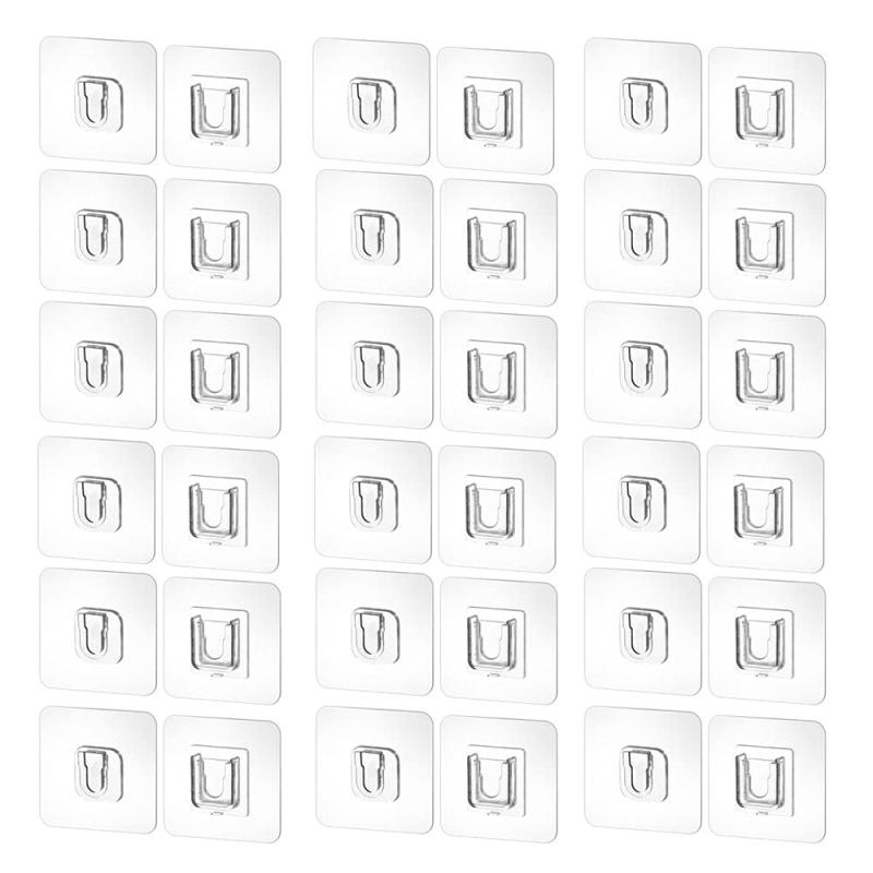 40個 コンセントホルダー 壁掛け クリア フック 粘着 透明 クリア 壁掛け 収納 ホルダー 電源タップ固..