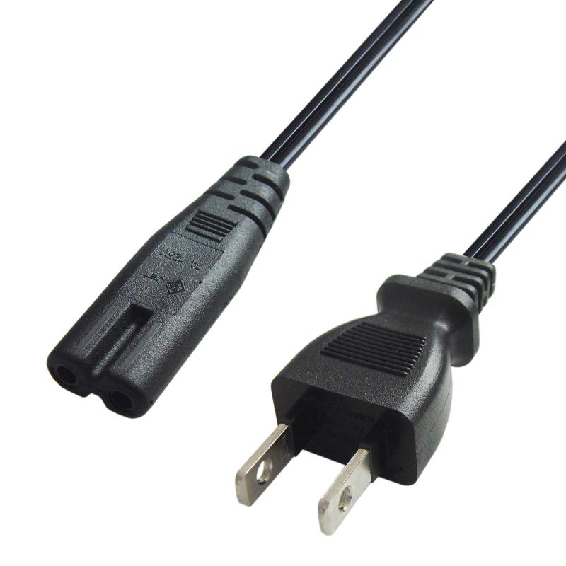 AC電源コード 1.8m 2ピンソケット(メス)ー2ピンコンセントプラグ(オス) (メガネ型電源ケーブル) ACアダ..