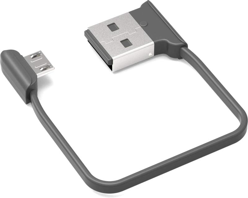 両端子L字microUSBケーブル 短い 約12cm L字 パターン2 ホワイト ブラック